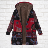 Women's Hooded Fleece Winter Jacket - Stylish Printed Design for Warmth & Comfort in Cold Weather