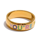 Valentina Enamel Statement Ring – Colorful Polished Band Jewelry | Huna Jewelry