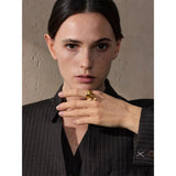 Valeria Charm Ring – Polished Band with Dangling Beads & Chili Charms | Huna Jewelry