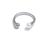 Valerie Pearl Cuff Ring – Open Adjustable Band with Elegant Pearl Accent | Huna Jewelry