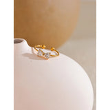 Vanya Bow Open Cuff Ring – Dainty Zirconia Adjustable Jewelry | Huna Jewelry