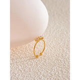 Vanya Bow Open Cuff Ring – Dainty Zirconia Adjustable Jewelry | Huna Jewelry