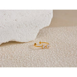 Vanya Bow Open Cuff Ring – Dainty Zirconia Adjustable Jewelry | Huna Jewelry