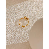 Vanya Bow Open Cuff Ring – Dainty Zirconia Adjustable Jewelry | Huna Jewelry