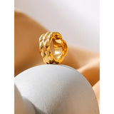 Vera Geometric Wide Band Ring – Textured Waterproof Statement Jewelry | Huna Jewelry