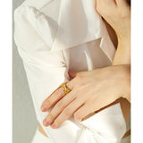 Vera Geometric Wide Band Ring – Textured Waterproof Statement Jewelry | Huna Jewelry