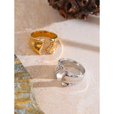 Victoria Wave Open Cuff Ring – Geometric CZ Statement Jewelry | Huna Jewelry