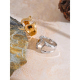 Victoria Wave Open Cuff Ring – Geometric CZ Statement Jewelry | Huna Jewelry