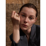 Victoria Wave Open Cuff Ring – Geometric CZ Statement Jewelry | Huna Jewelry