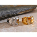 Victoria Wave Open Cuff Ring – Geometric CZ Statement Jewelry | Huna Jewelry