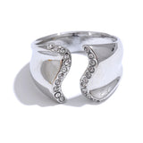 Victoria Wave Open Cuff Ring – Geometric CZ Statement Jewelry | Huna Jewelry