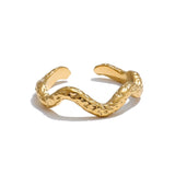 Vienna Wavy Cuff Ring – Textured Minimalist Stackable Jewelry | Huna Jewelry