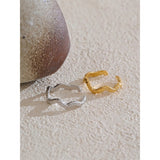 Vienna Wavy Cuff Ring – Textured Minimalist Stackable Jewelry | Huna Jewelry