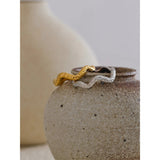 Vienna Wavy Cuff Ring – Textured Minimalist Stackable Jewelry | Huna Jewelry