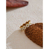 Viola Daisy Flower Ring – Delicate White Floral Jewelry | Huna Jewelry