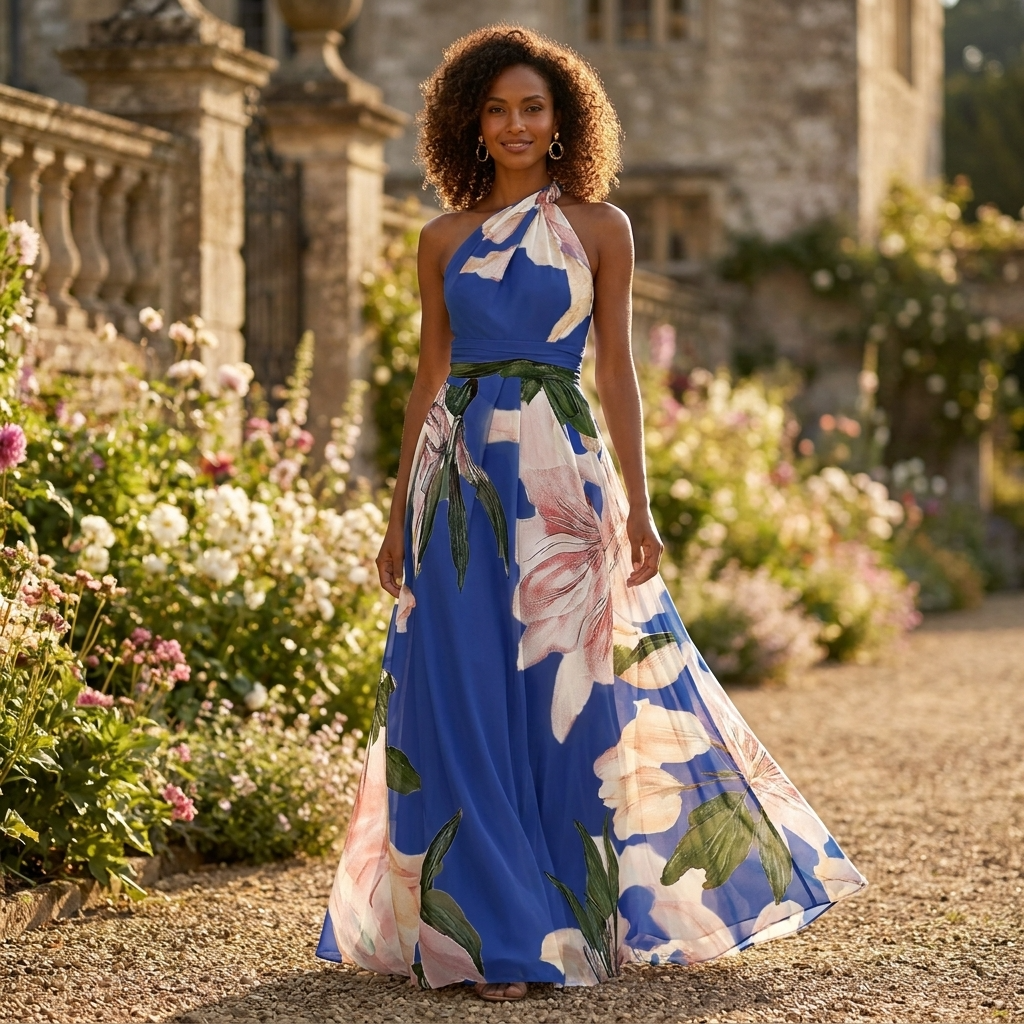 The Calista – Women's Asymmetric Neckline Maxi Dress | Huna