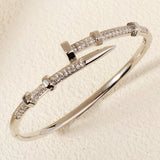 Zircon Nail Screw Bracelet - Modern Design with Sparkling Elegance