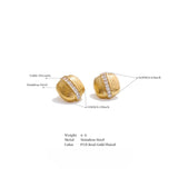 Odah Square Stud Earrings – Classy Design with Mini Zirconia Line | Huna Jewelry