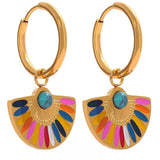 Gigi Enamel Fan Drop Earrings – Colorful Y2K Statement Hoops | Huna Jewelry