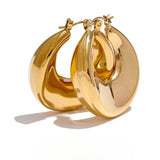 Ayessa Hoop Earrings – Round, Minimalist & Water Resistant Chic Style | Huna Jewelry
