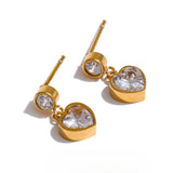 Grayson Heart Drop Earrings – Shiny & Minimalist Jewelry for Daily Wear | Huna Jewelry