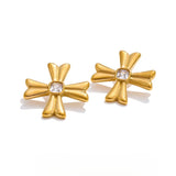 Darla Cross Stud Earrings – Waterproof & Tarnish-Resistant Jewelry | Huna Jewelry