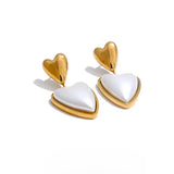 Celia Heart Drop Earrings – Dainty Pearl Statement Jewelry | Huna Jewelry