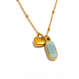Lua Amazonite Pendant Necklace – Heart & Oval Drop Waterproof Jewelry | Huna Jewelry