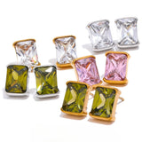 Finn Colored Rectangle Stud Earrings – Bold & Modern Style | Huna Jewelry