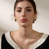 Delphine Square Stud Earrings – Glossy Layered Stainless Steel | Huna Jewelry