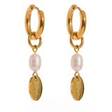 Camden Pearl Flower Earrings – Elegant Drop Design for Women | Huna Jewelry