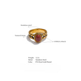 Eva Red Stone Ring – Vintage Oval Statement Jewelry, Rust-Proof | Huna Jewelry