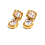 Beatrice Drop Earrings – Shiny Square & Round Elegant Design | Huna Jewelry