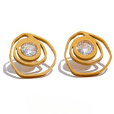 Frances Irregular Round Stud Earrings – Sparkling Geometric Jewelry | Huna Jewelry