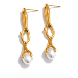 Karter Pearl Drop Earrings – Elegant Long-Hanging Simulated Pearls | Huna Jewelry