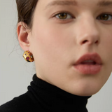 Colette Chunky Gold Curve Earrings – Bold & Sparkling | Huna Jewelry