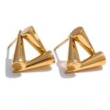 Bizzy Triangle Stud Earrings – Cone Design, Rust Proof & Stylish | Huna Jewelry