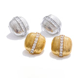 Odah Square Stud Earrings – Classy Design with Mini Zirconia Line | Huna Jewelry