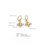 Ira Cross Drop Hoop Earrings – Pearl & Sparkle Charm Jewelry | Huna Jewelry