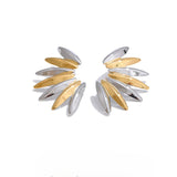 Flo Geometric Flower Petal Stud Earrings – Bold & Smooth Design | Huna Jewelry