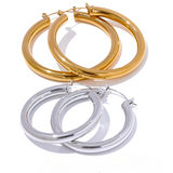 Lauren Round Hoop Earrings – Sleek & Minimalist Classic Style | Huna Jewelry