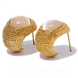 Illiana C Huggie Stud Earrings – Vintage Style with Natural Stone | Huna Jewelry