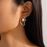 Elegant Pearl Hoop Earrings – Gold & Silver Dangle Jewelry | Huna Jewelry