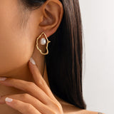 Elegant Pearl Hoop Earrings – Gold & Silver Dangle Jewelry | Huna Jewelry