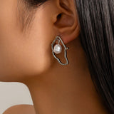 Elegant Pearl Hoop Earrings – Gold & Silver Dangle Jewelry | Huna Jewelry