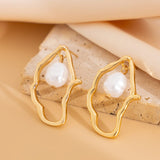 Elegant Pearl Hoop Earrings – Gold & Silver Dangle Jewelry | Huna Jewelry