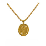Zarina Oval Pendant Necklace – Engraved Floral Charm Jewelry | Huna Jewelry