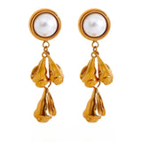 Vida Pearl Flower Earrings – Elegant Drop Dangle Statement Jewelry | Huna Jewelry