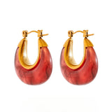 Kearney Chic Resin Chunky Hoop Earrings – Colorful U-Shaped Design | Huna Jewelry