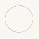 Round Zirconia Tennis Necklace – 18K Gold-Plated Elegant Jewelry | Huna Jewelry